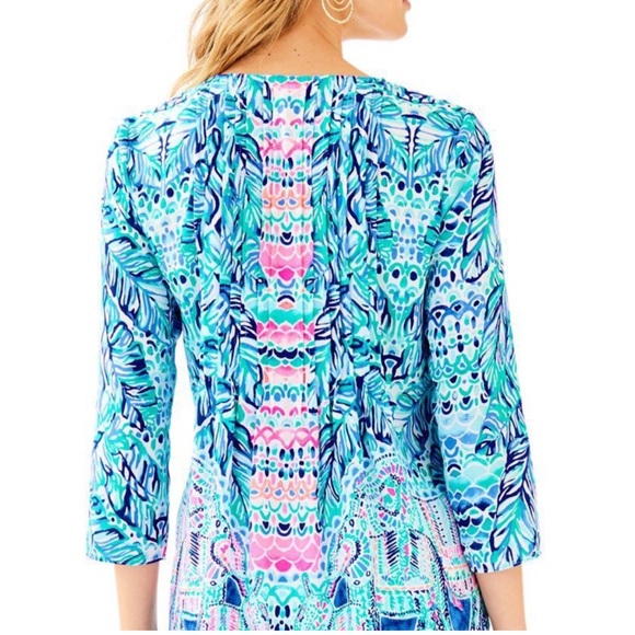 Lilly Pulitzer Blue Marilina Elephant Tunic Top M - Picture 2 of 6